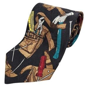 VTG 90s Home Improvement TV Show Mens Tie Construction Dad Grandpa Uncle Gift